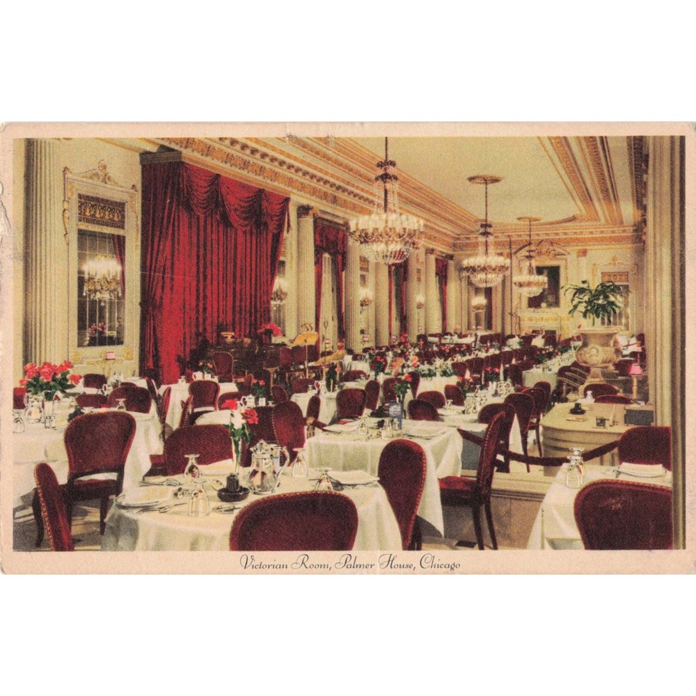 Vintage 1941 Palmer House Chicago Victorian Room Linen Postcard VG - Picture 1 of 2